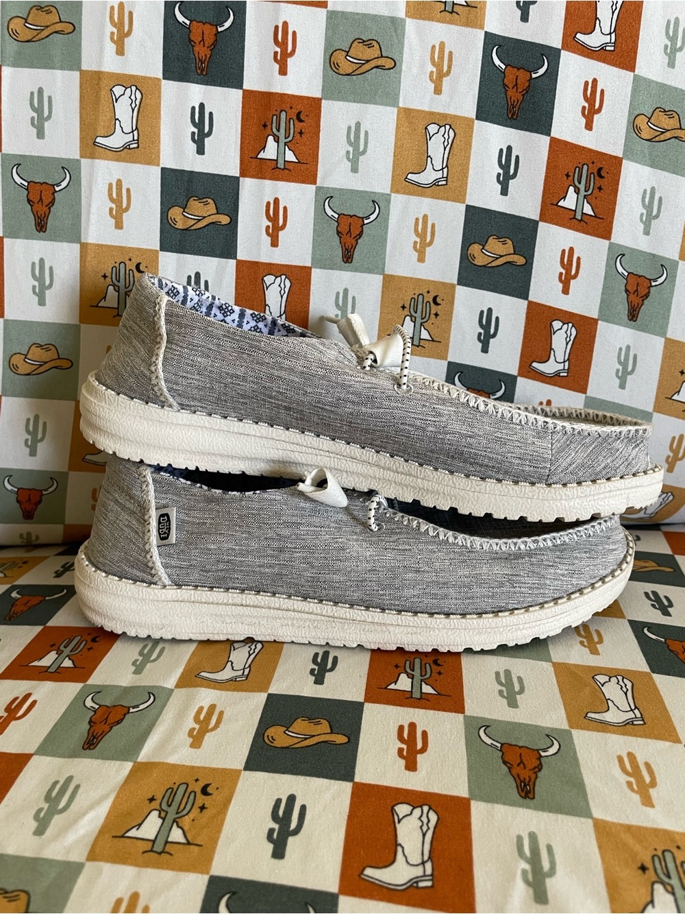 Hey Dude Neutral Gray Slip-On Canvas Loafers - Picture 3 of 5